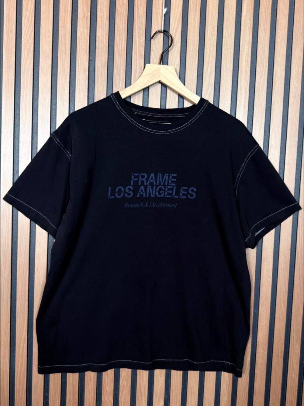 Frame Los Angeles T Shirt Medium Boxy Black Short Sleeve Relaxed Fit Graphic Tee